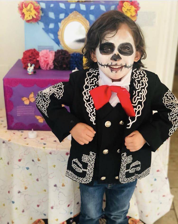 preschooler in day of the dead costume 