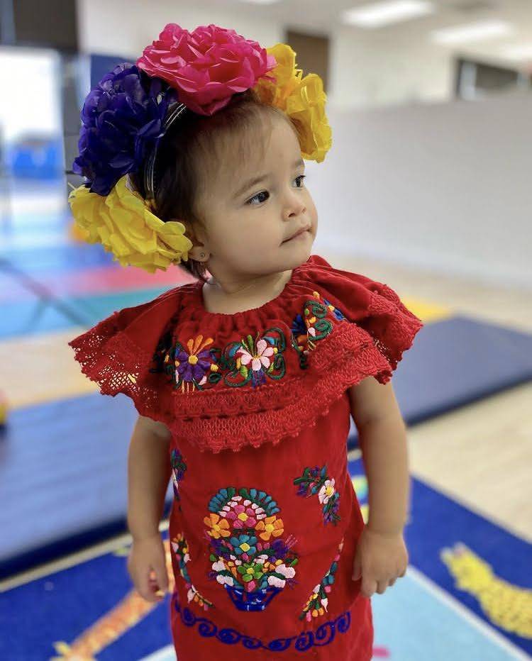 preschooler in traditional Mexican dress